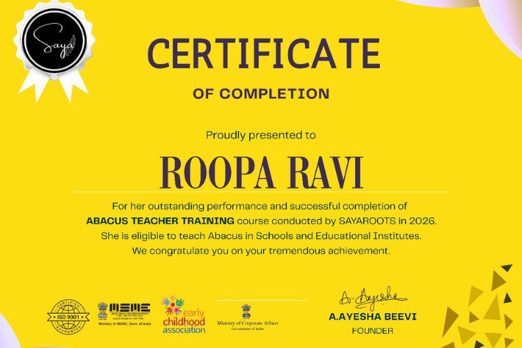 Online Abacus Training Certificate