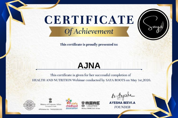 Health Nutrition Webinar Certificate